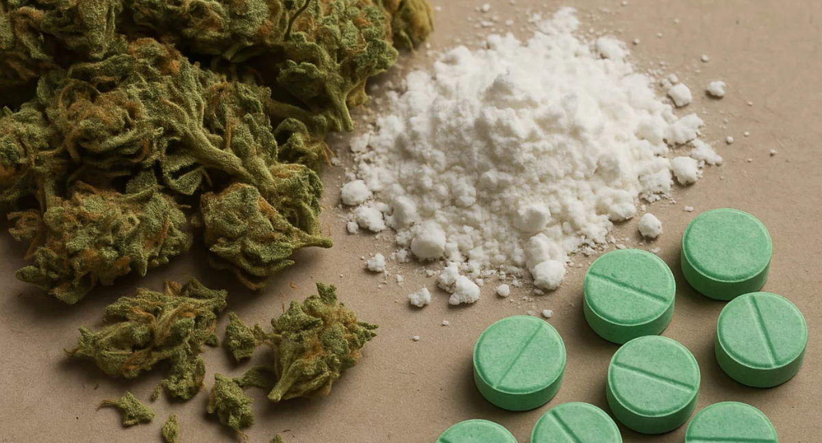 Policja - komunikaty policyjne, Nalot mundurowych regionie Marihuana amfetamina policyjny pościg - zdjęcie, fotografia