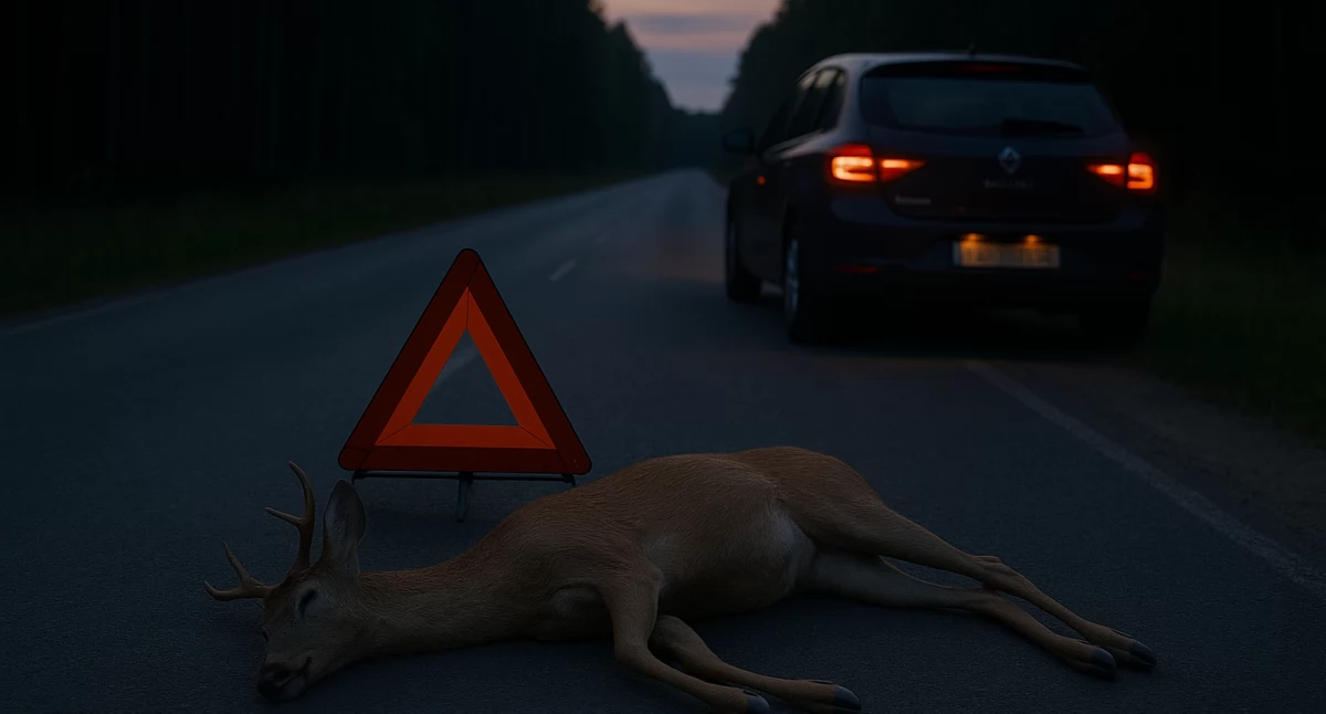 Wypadki drogowe, Sarna drodze wypadek Bogusławicach Policja apeluje ostrożność - zdjęcie, fotografia