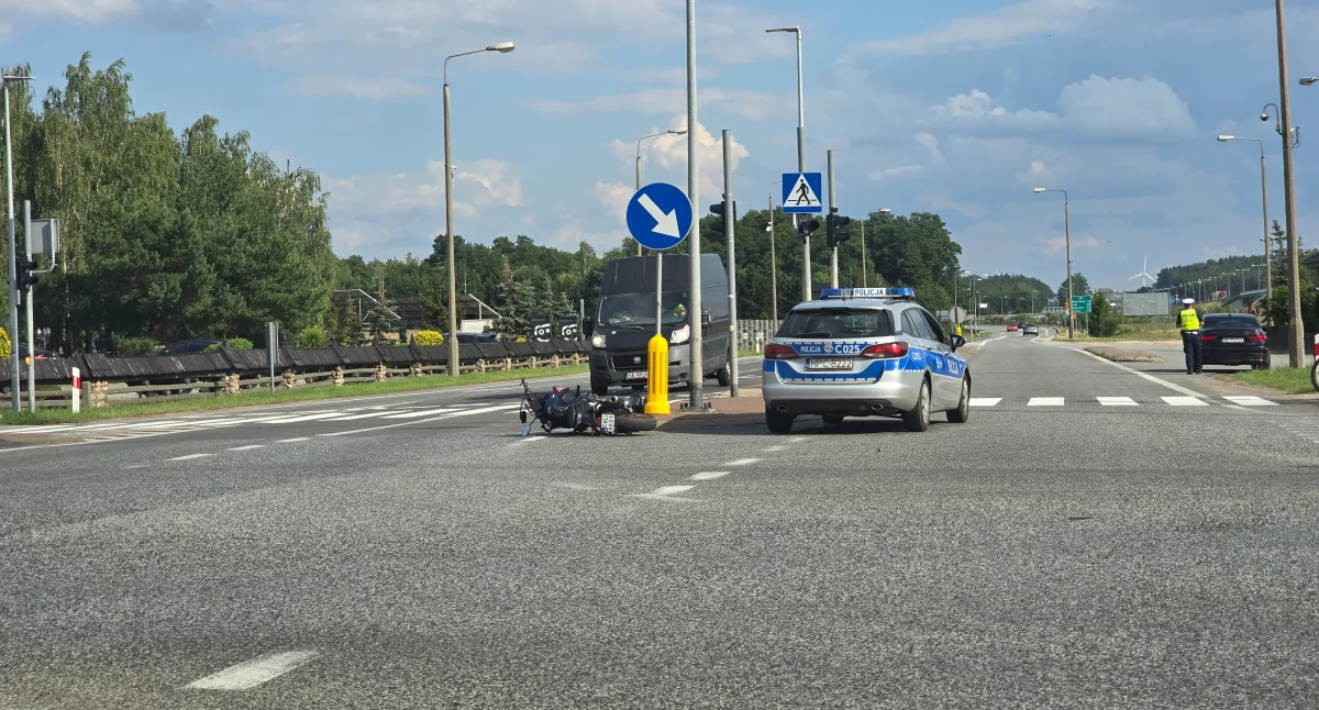 Wypadki drogowe, Wypadek Nowym Ciechocinku Motocyklista szpitalu zderzeniu - zdjęcie, fotografia