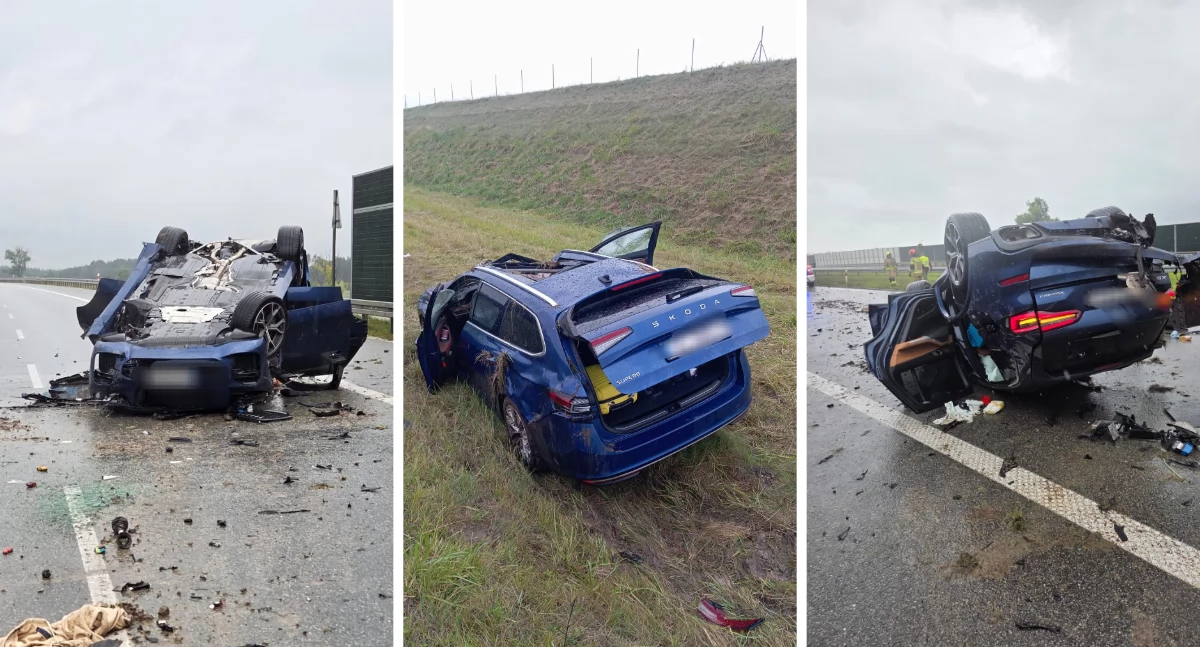 Wypadki drogowe, Ulewne deszcze sparaliżowały Włocławkiem Seria wypadków autostradzie - zdjęcie, fotografia