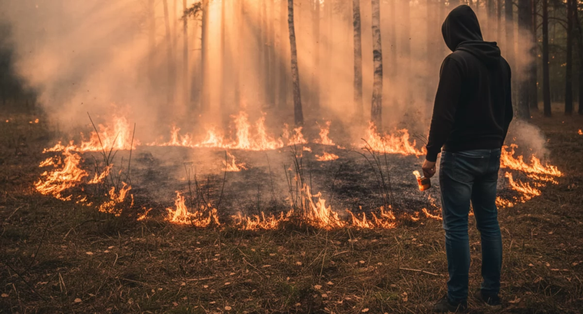 Policja - komunikaty policyjne, Seria pożarów regionie Podpalacz rękach policji - zdjęcie, fotografia