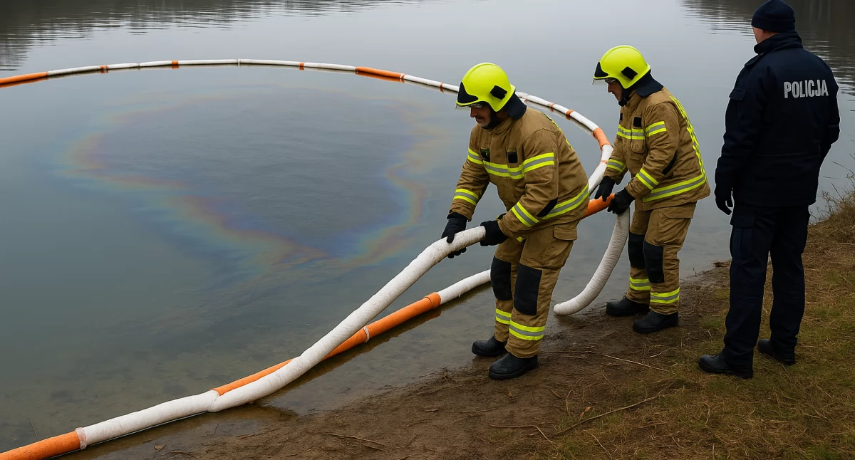 Pożary interwencje straży , Zanieczyszczenie Jeziora Czarne Strażacy zabezpieczyli substancję policja prowadzi postępowanie - zdjęcie, fotografia