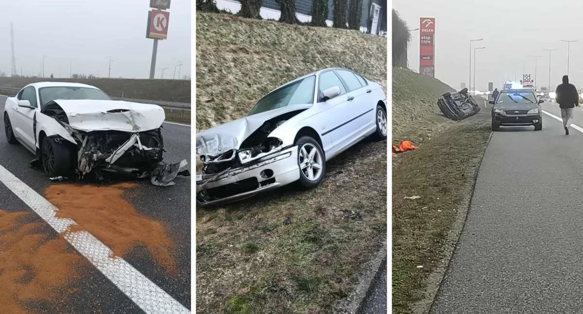 Wypadki drogowe, Kolizje kolizją innych drogach Gołoledź znaki Włocławku powiecie - zdjęcie, fotografia