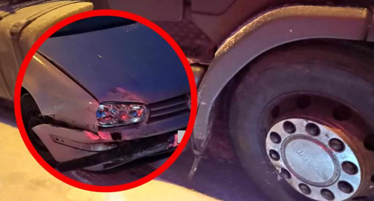 Wypadki drogowe, Zderzenie ciężarówki osobówką Sprawca dostał mandat - zdjęcie, fotografia