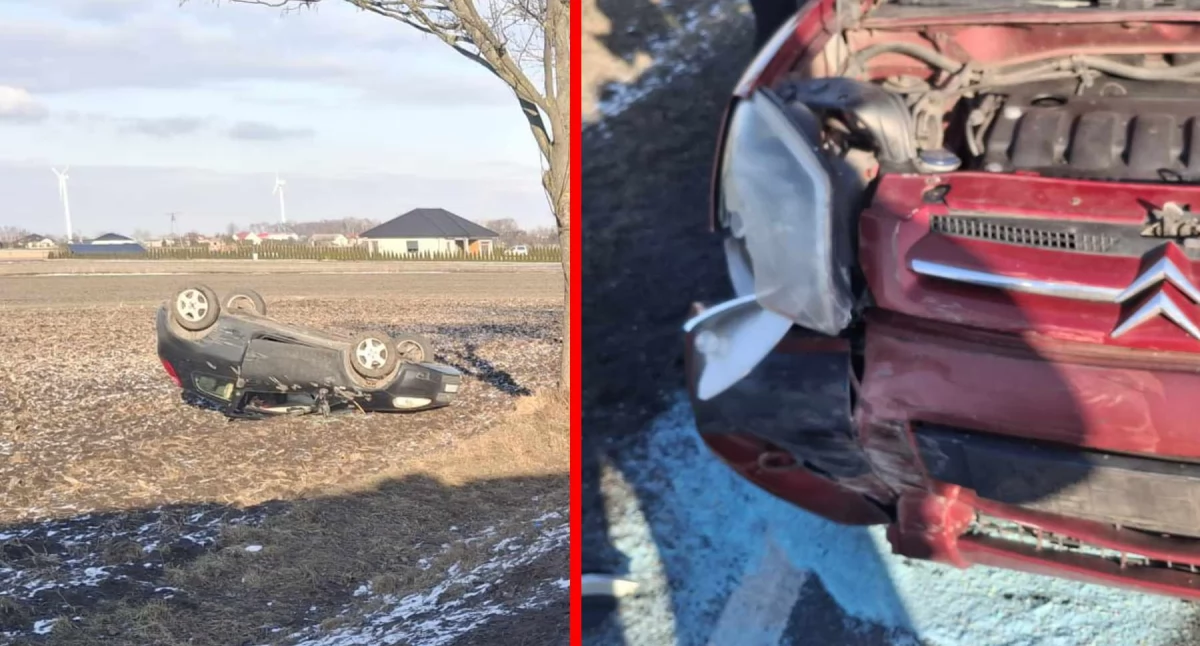 Wypadki drogowe, Dachowanie Radziejowie zderzyły Płowieckiej - zdjęcie, fotografia