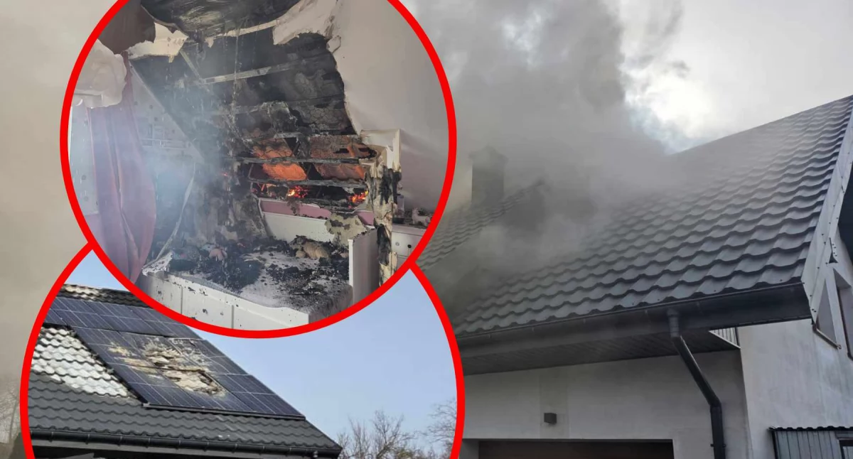 Pożary interwencje straży , Groźny pożar Dobrem powiecie radziejowskim fotowoltaiką ogniu - zdjęcie, fotografia