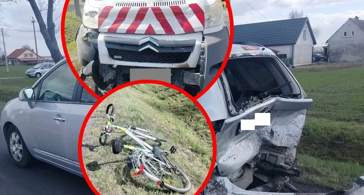 Wypadki drogowe, pojazdy zderzyły Rowerzysta uniknął tragedii - zdjęcie, fotografia