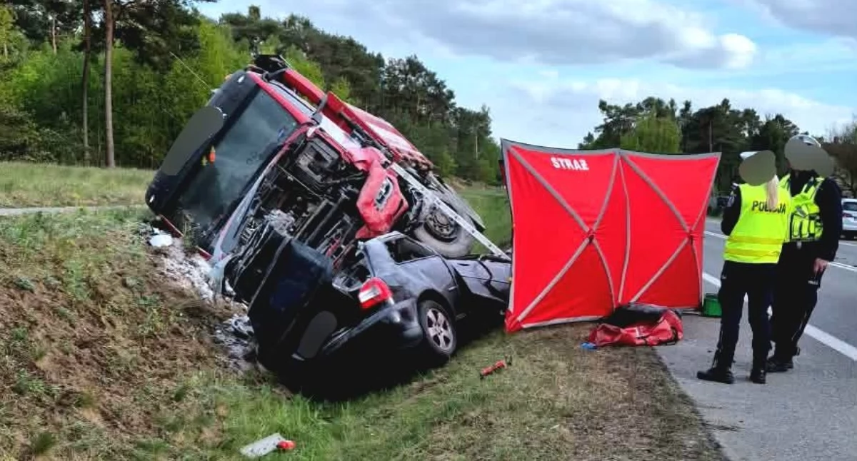 Wypadki drogowe, Tragiczny wypadek Brzozie letni kierowca żyje - zdjęcie, fotografia