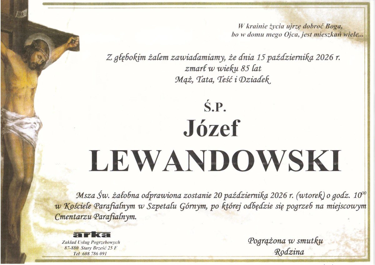 Nekrolog: śp. Józef Lewandowski, zm. 15 października 2026 r.