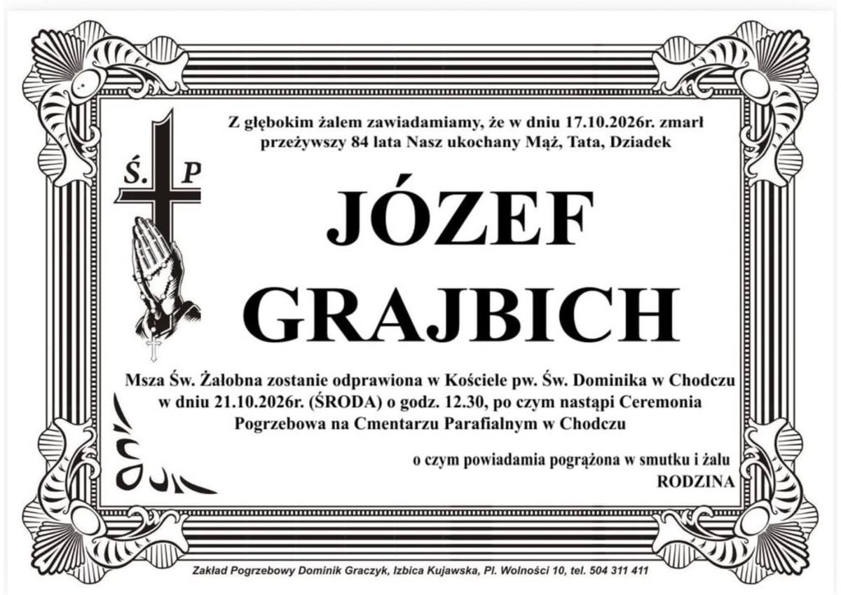Nekrolog: śp. Józef Grajbich, zm. 17 października 2026 r.