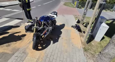 Groźny wypadek motocyklisty na majówkę w Gołębinie w gminie Lubraniec