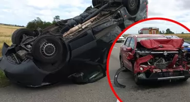 Wypadek na A1 pod Włocławkiem. Bus dachował, osobówka skasowana, autostrada zablokowana