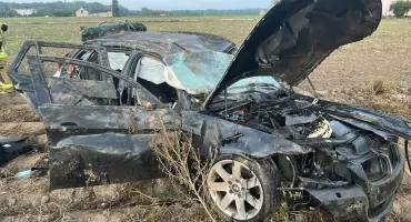 BMW wypadło z DK 91 i dachowało w powiecie włocławskim