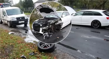 Groźny wypadek na DW266. Zderzyły się trzy auta, trzy osoby w szpitalu